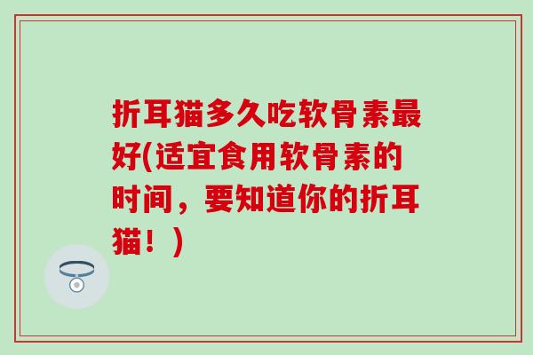 折耳猫多久吃软骨素最好(适宜食用软骨素的时间，要知道你的折耳猫！)