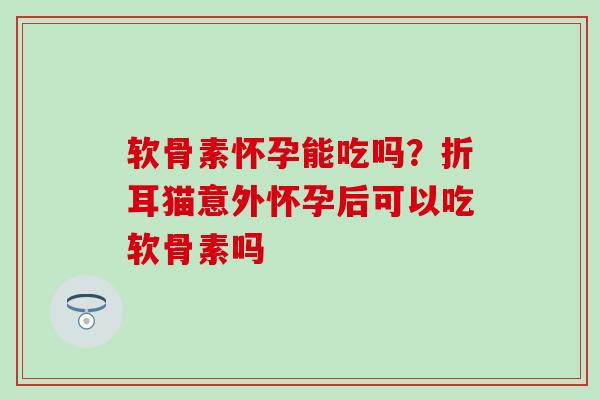 软骨素怀孕能吃吗？折耳猫意外怀孕后可以吃软骨素吗
