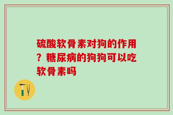 硫酸软骨素对狗的作用？糖尿病的狗狗可以吃软骨素吗