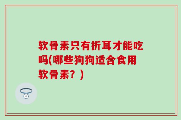 软骨素只有折耳才能吃吗(哪些狗狗适合食用软骨素？)