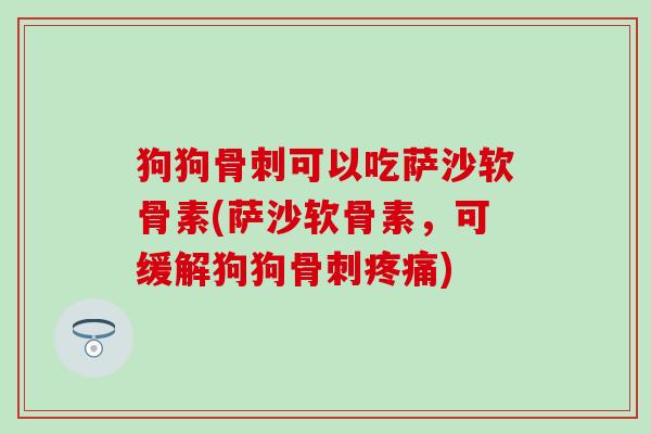 狗狗可以吃萨沙软骨素(萨沙软骨素,可缓解狗狗) 狗狗可以吃萨沙软骨素(萨沙软骨素,可缓解狗狗)
