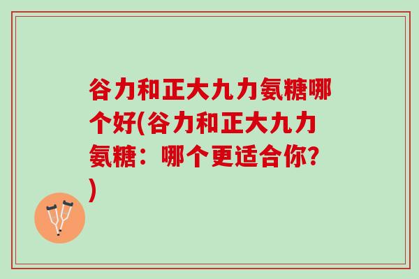 谷力和正大九力氨糖哪个好(谷力和正大九力氨糖：哪个更适合你？)