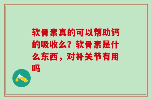 软骨素真的可以帮助钙的吸收么？软骨素是什么东西，对补关节有用吗