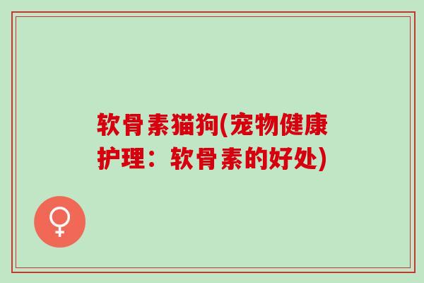 软骨素猫狗(宠物健康护理：软骨素的好处)