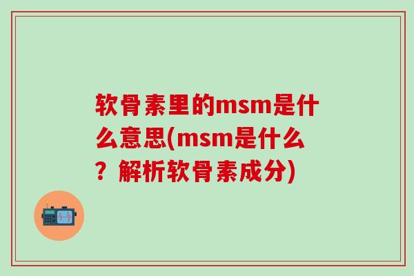 软骨素里的msm是什么意思(msm是什么？解析软骨素成分)