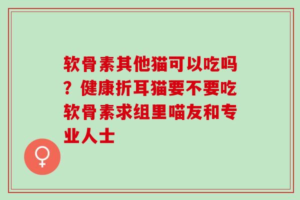 软骨素其他猫可以吃吗？健康折耳猫要不要吃软骨素求组里喵友和专业人士