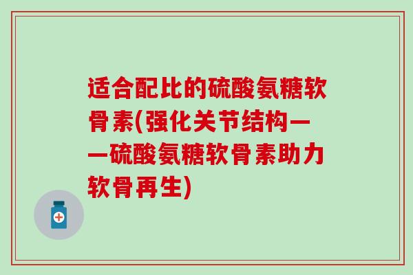 适合配比的硫酸氨糖软骨素(强化关节结构——硫酸氨糖软骨素助力软骨再生)
