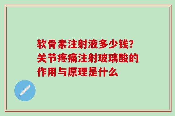 软骨素注射液多少钱？关节疼痛注射玻璃酸的作用与原理是什么