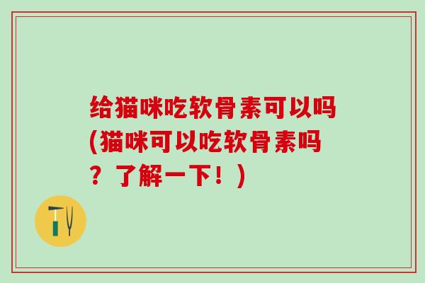给猫咪吃软骨素可以吗(猫咪可以吃软骨素吗？了解一下！)