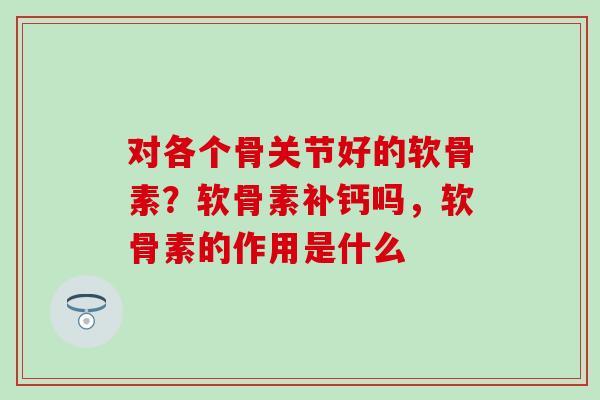 对各个骨关节好的软骨素？软骨素补钙吗，软骨素的作用是什么