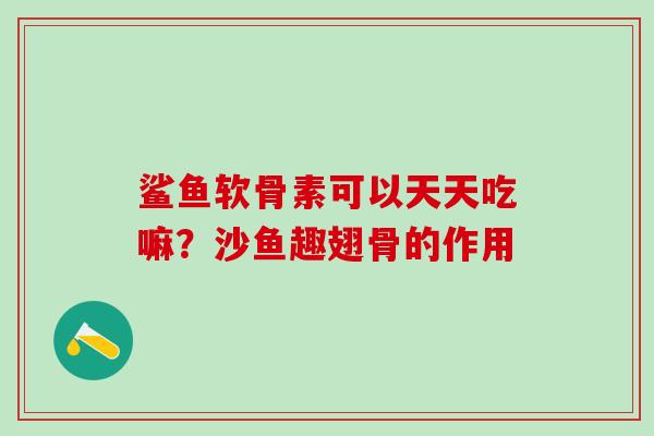 鲨鱼软骨素可以天天吃嘛？沙鱼趣翅骨的作用