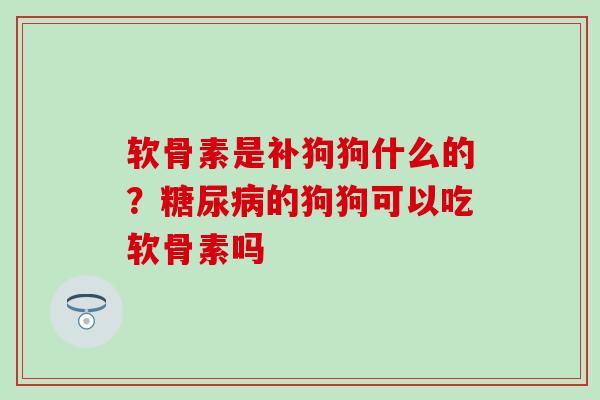 软骨素是补狗狗什么的？糖尿病的狗狗可以吃软骨素吗