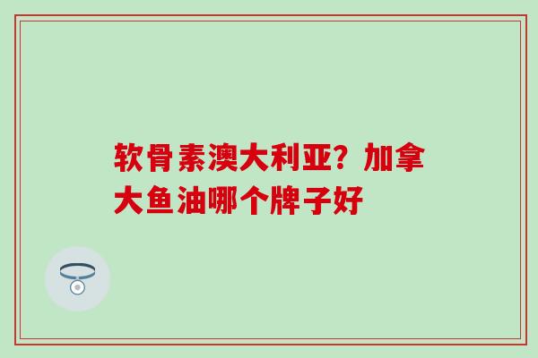 软骨素澳大利亚？加拿大鱼油哪个牌子好