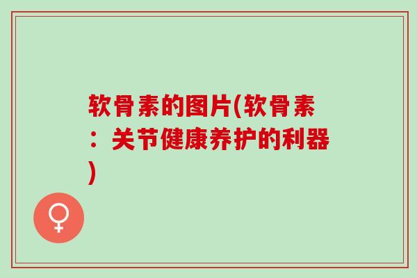 软骨素的图片(软骨素：关节健康养护的利器)
