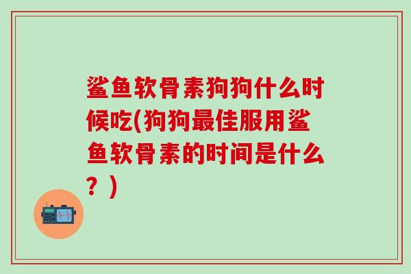 鲨鱼软骨素狗狗什么时候吃(狗狗最佳服用鲨鱼软骨素的时间是什么？)