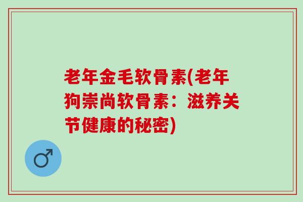 老年金毛软骨素(老年狗崇尚软骨素：滋养关节健康的秘密)