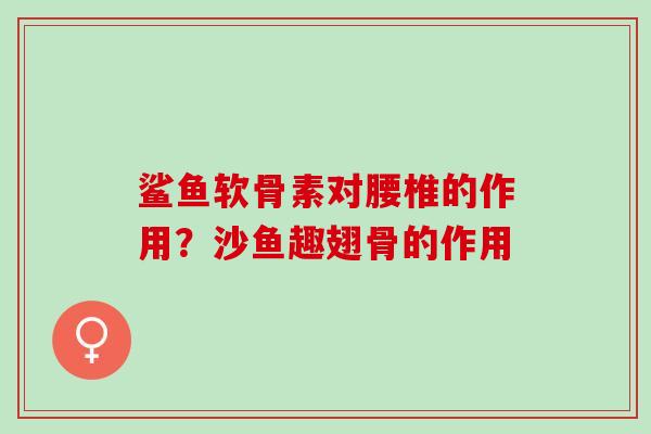 鲨鱼软骨素对腰椎的作用？沙鱼趣翅骨的作用
