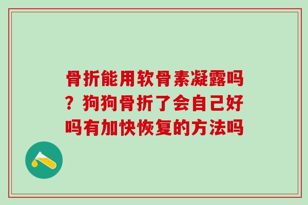 骨折能用软骨素凝露吗？狗狗骨折了会自己好吗有加快恢复的方法吗