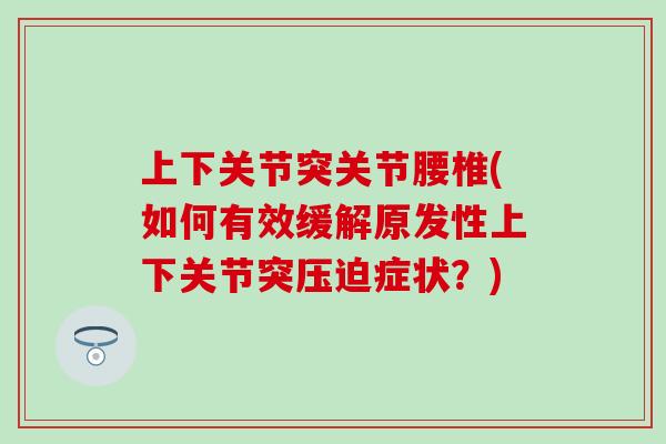 上下关节突关节腰椎(如何有效缓解原发性上下关节突压迫症状?) 上下关节突关节腰椎(如何有效缓解原发性上下关节突压迫症状?)