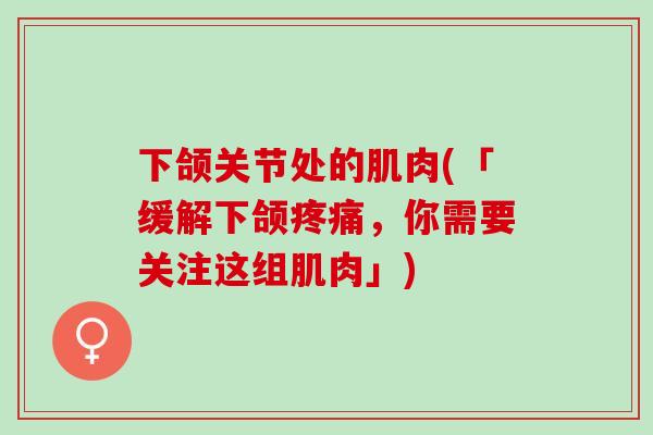 下颌关节处的肌肉(「缓解下颌疼痛，你需要关注这组肌肉」)