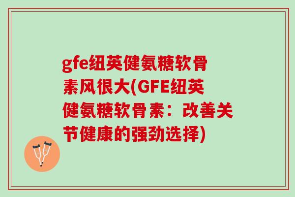 gfe纽英健氨糖软骨素风很大(GFE纽英健氨糖软骨素：改善关节健康的强劲选择)