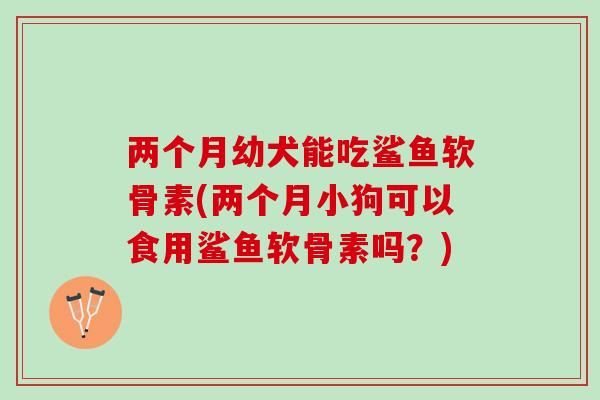 两个月幼犬能吃鲨鱼软骨素(两个月小狗可以食用鲨鱼软骨素吗？)