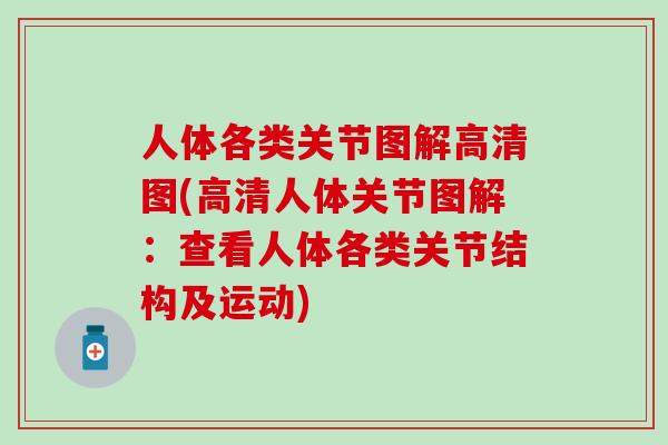 人体各类关节图解高清图(高清人体关节图解：查看人体各类关节结构及运动)