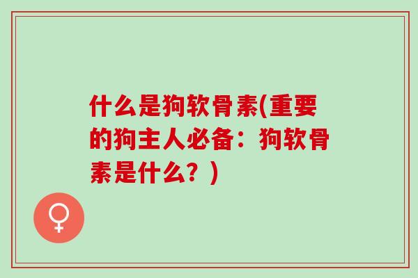 什么是狗软骨素(重要的狗主人必备：狗软骨素是什么？)