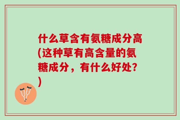 什么草含有氨糖成分高(这种草有高含量的氨糖成分，有什么好处？)
