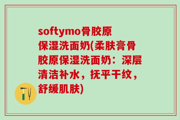 softymo骨胶原保湿洗面奶(柔肤膏骨胶原保湿洗面奶:深层清洁补水,抚平干纹,舒缓) softymo骨胶原保湿洗面奶(柔肤膏骨胶原保湿洗面奶:深层清洁补水,抚平干纹,舒缓)