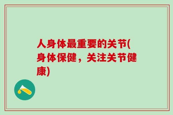 人身体最重要的关节(身体保健，关注关节健康)
