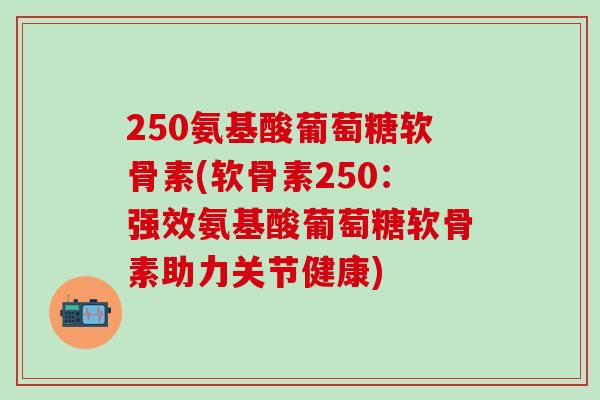 250氨基酸葡萄糖软骨素(软骨素250：强效氨基酸葡萄糖软骨素助力关节健康)