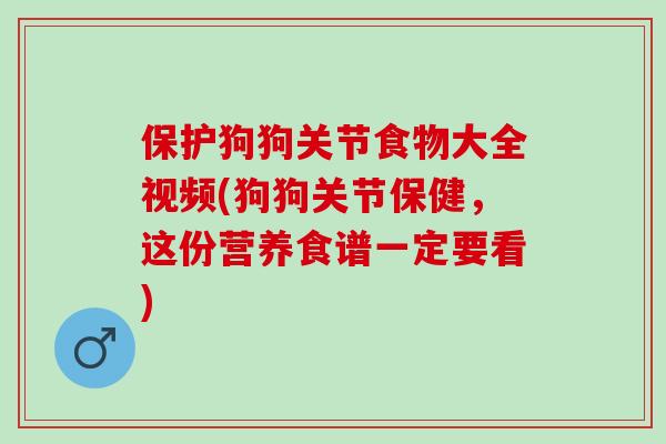 保护狗狗关节食物大全视频(狗狗关节保健，这份营养食谱一定要看)