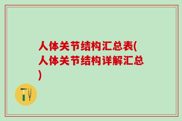 人体关节结构汇总表(人体关节结构详解汇总)