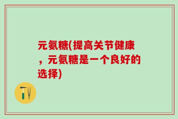 元氨糖(提高关节健康，元氨糖是一个良好的选择)
