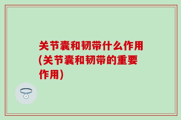 关节囊和韧带什么作用(关节囊和韧带的重要作用)
