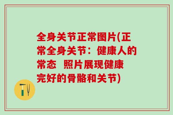 全身关节正常图片(正常全身关节:健康人的常态 照片展现健康完好的骨骼和关节) 全身关节正常图片(正常全身关节:健康人的常态 照片展现健康完好的骨骼和关节)