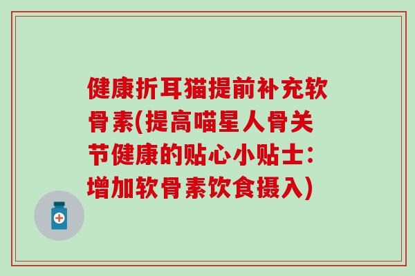 健康折耳猫提前补充软骨素(提高喵星人骨关节健康的贴心小贴士：增加软骨素饮食摄入)