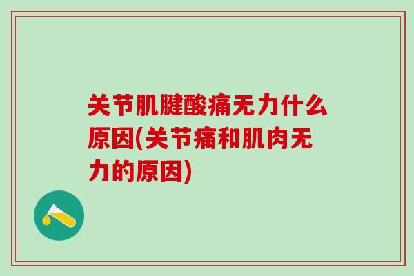 关节肌腱酸痛无力什么原因(关节痛和肌肉无力的原因)