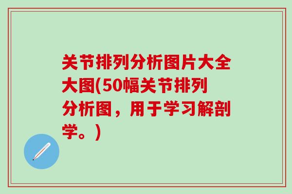 关节排列分析图片大全大图(50幅关节排列分析图，用于学习解剖学。)