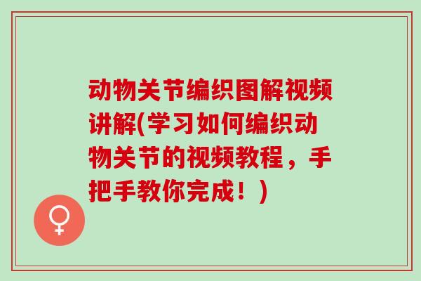 动物关节编织图解视频讲解(学习如何编织动物关节的视频教程，手把手教你完成！)