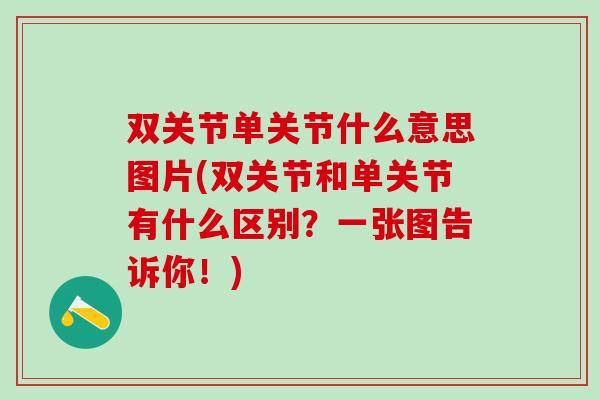 双关节单关节什么意思图片(双关节和单关节有什么区别？一张图告诉你！)