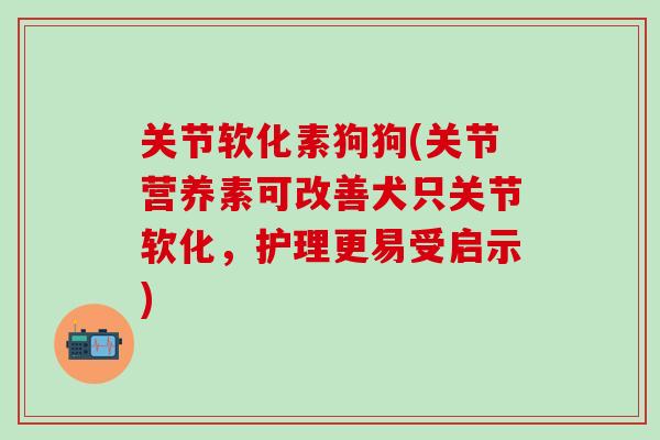 关节软化素狗狗(关节营养素可改善犬只关节软化，护理更易受启示)