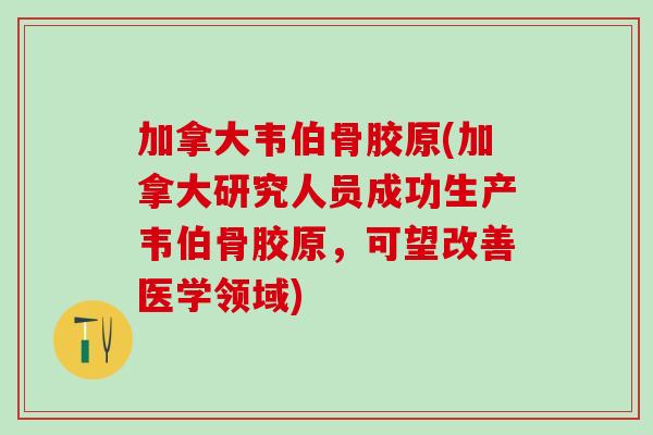加拿大韦伯骨胶原(加拿大研究人员成功生产韦伯骨胶原，可望改善医学领域)