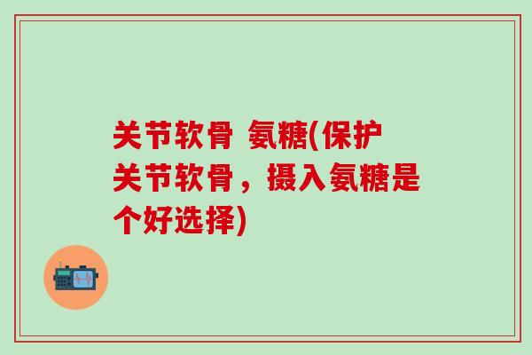 关节软骨 氨糖(保护关节软骨，摄入氨糖是个好选择)
