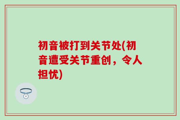 初音被打到关节处(初音遭受关节重创，令人担忧)