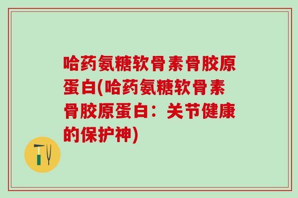 哈药氨糖软骨素骨胶原蛋白(哈药氨糖软骨素骨胶原蛋白：关节健康的保护神)