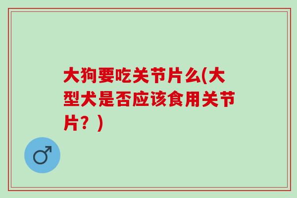 大狗要吃关节片么(大型犬是否应该食用关节片？)