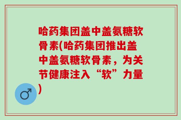 哈药集团盖中盖氨糖软骨素(哈药集团推出盖中盖氨糖软骨素，为关节健康注入“软”力量)
