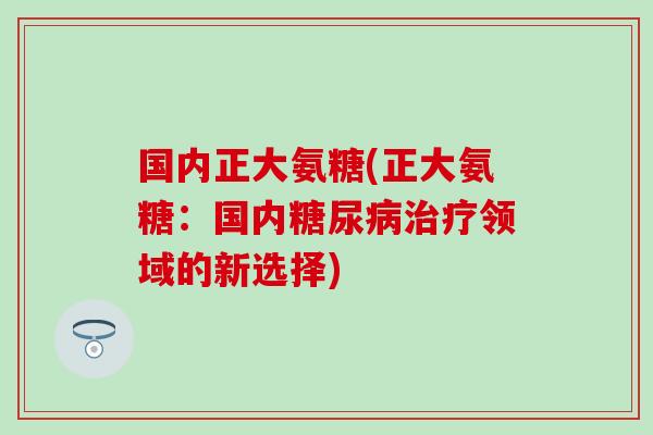 国内正大氨糖(正大氨糖：国内糖尿病治疗领域的新选择)